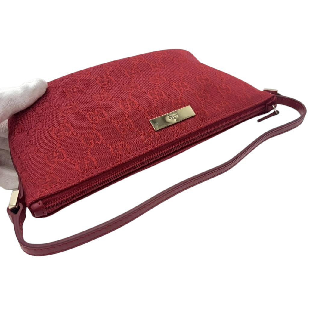 Gucci Bag Accessory Pouch Purse GG Canvas Red Silver Hardware3
