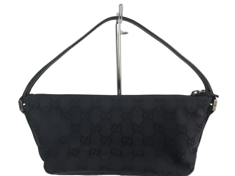 Gucci Bag Accessory Pouch Purse GG Canvas Black Silver Hardware1
