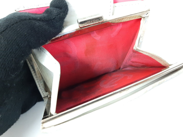 CHANEL Cambon Folding Lambskin Black x White Pink Silver Hardware7