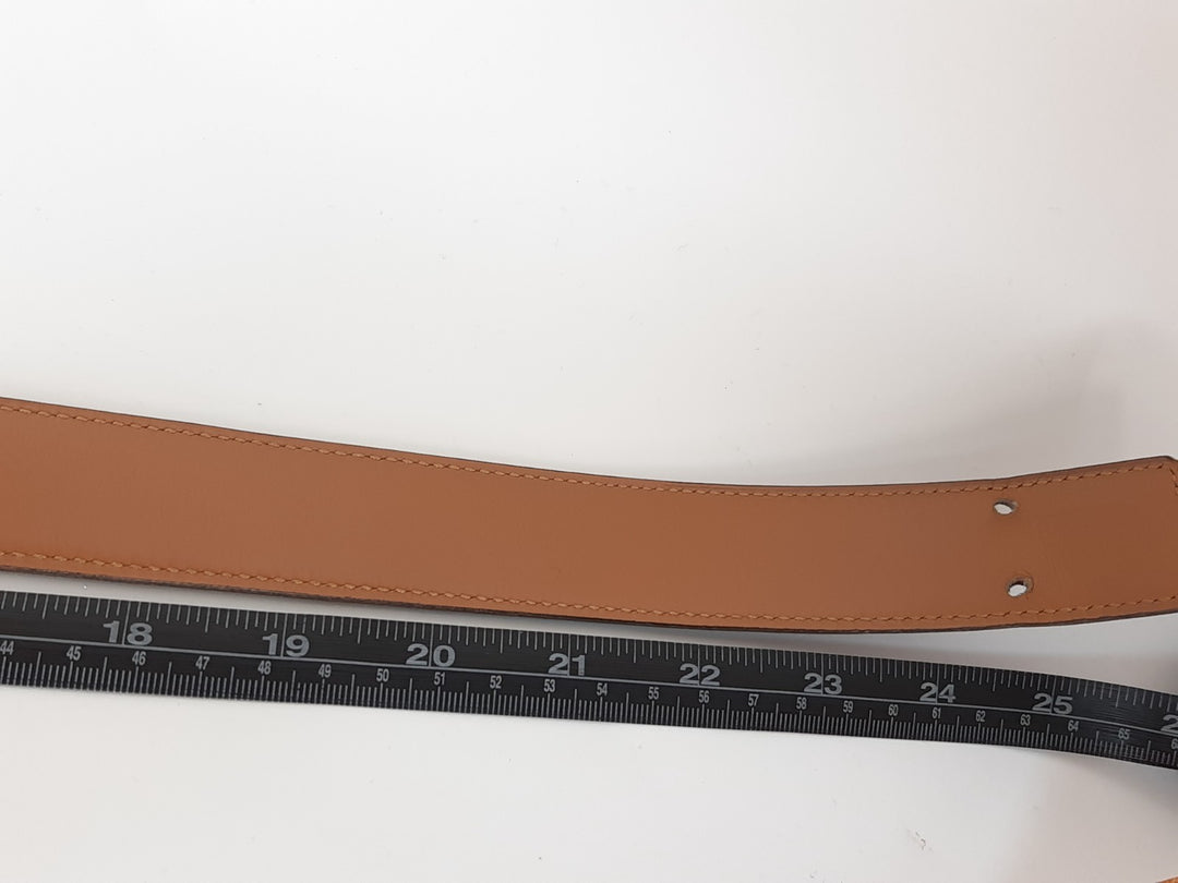 HERMES Constance H Buckle Belt Reversible Leather Red Brown Silver Size 6511
