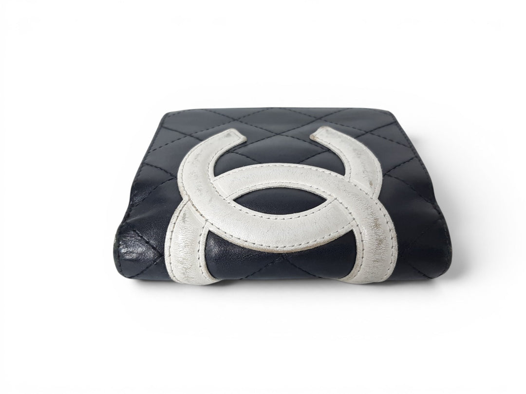 CHANEL Cambon Folding Lambskin Black x White Pink Silver Hardware4