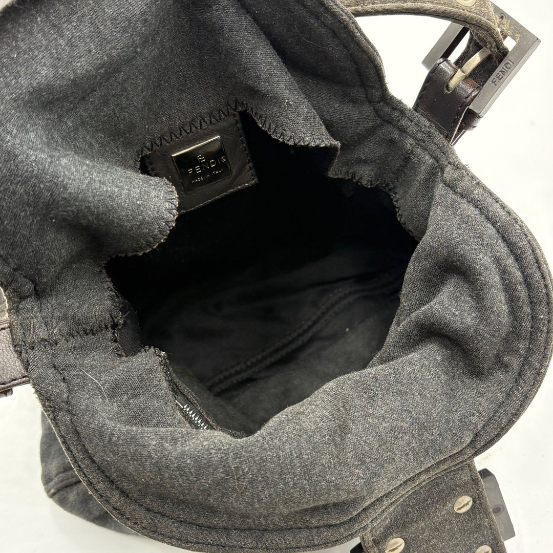 FENDI Zucca Mamma Baguette Shoulder Hand Bag Canvas Leather Gray15