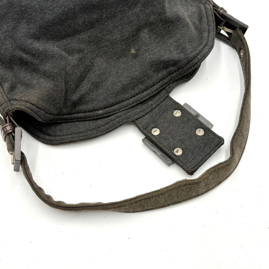 FENDI Zucca Mamma Baguette Shoulder Hand Bag Canvas Leather Gray11