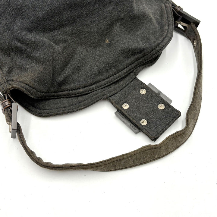 FENDI Zucca Mamma Baguette Shoulder Hand Bag Canvas Leather Gray11