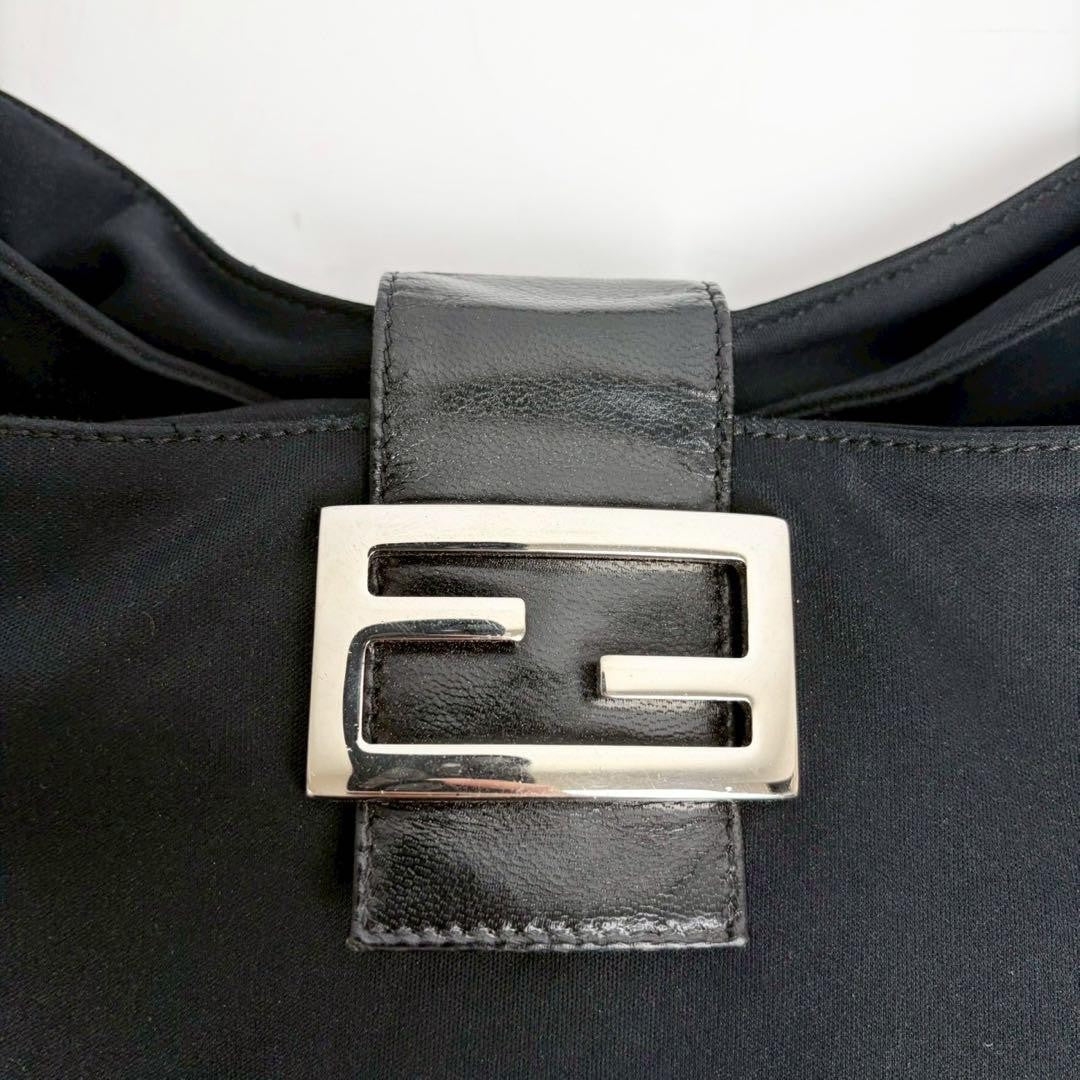 FENDI Zucca Mamma Baguette Shoulder Hand Bag Canvas Leather Black3