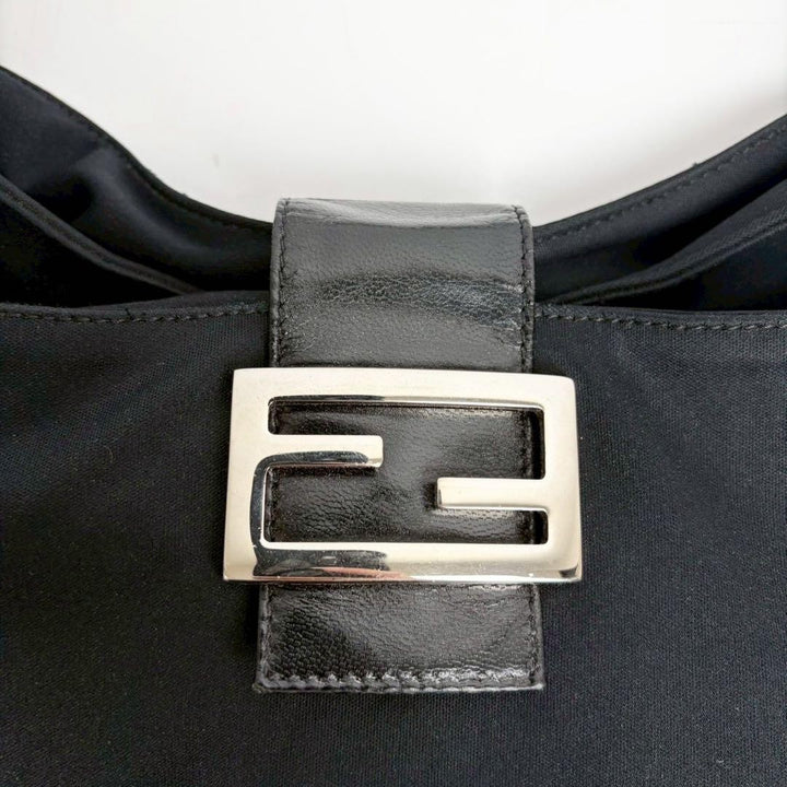FENDI Zucca Mamma Baguette Shoulder Hand Bag Canvas Leather Black3