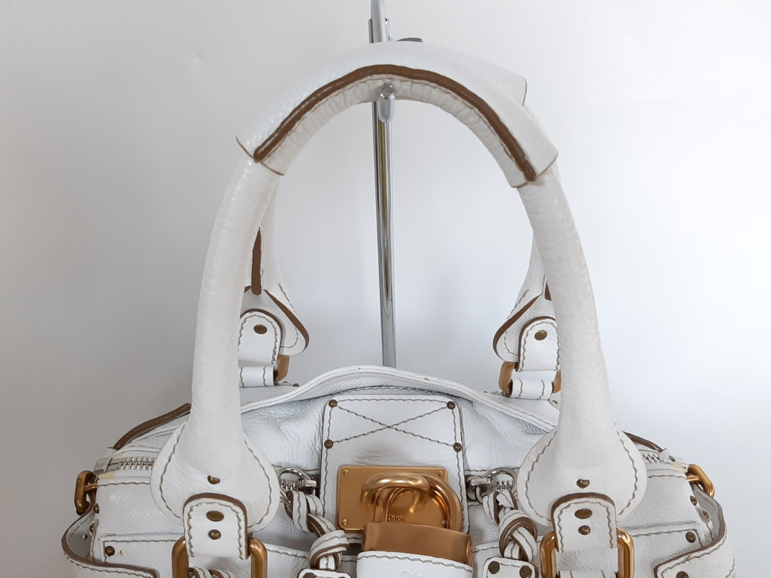 Chloe Paddington White Glod Padlock Key Women's Hand Shoulder Bag6