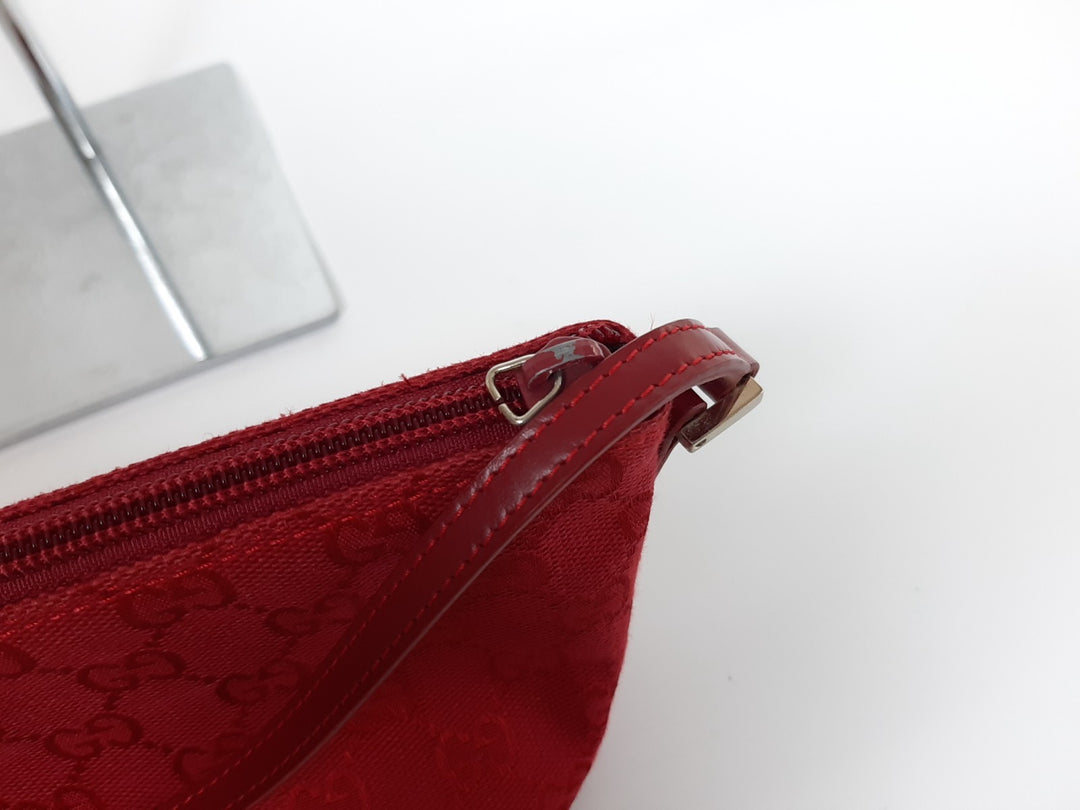 Gucci Bag Accessory Pouch Purse GG Canvas Red Silver Hardware5