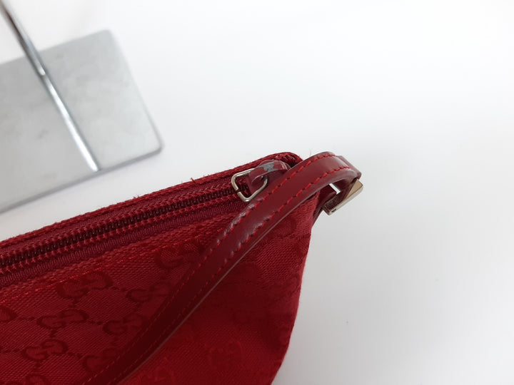 Gucci Bag Accessory Pouch Purse GG Canvas Red Silver Hardware5