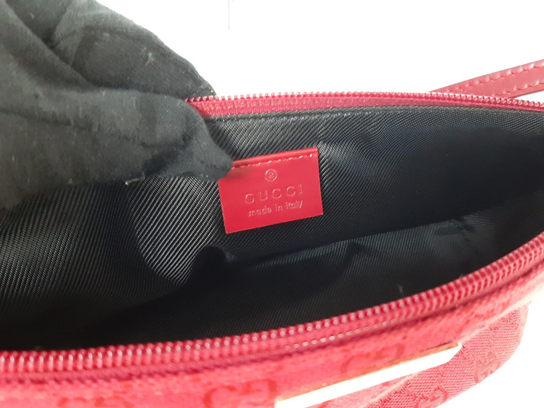 Gucci Bag Accessory Pouch Purse GG Canvas Red Silver Hardware7
