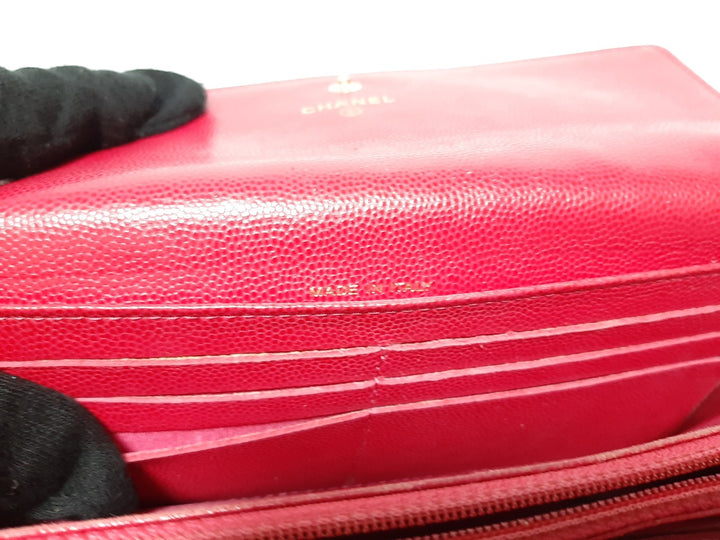 CHANEL Camellia Long Flap Wallet Pink Calfskin 228766678