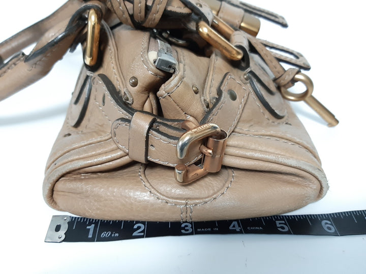 Chloe Mini Paddington Handbag Beige Light Brown Leather Gold Padlock Key20