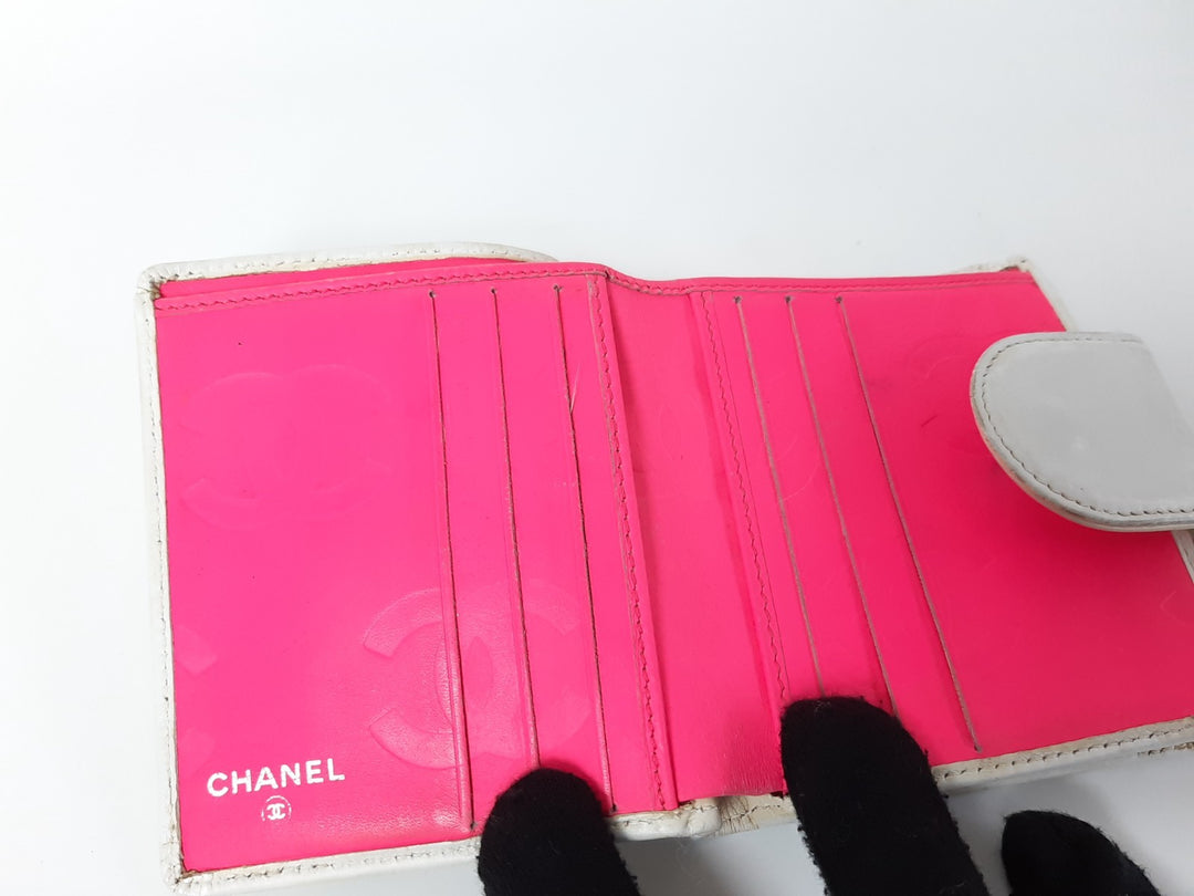 CHANEL Cambon Folding Lambskin Black x White Pink Silver Hardware6