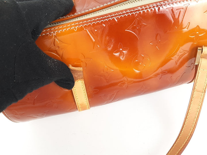 Louis Vuitton Vernis Bedford Hand Bag M91131 Vernis Monogram Brown VI09693