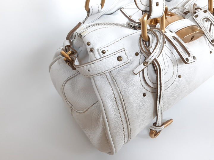 Chloe Paddington White Glod Padlock Key Women's Hand Shoulder Bag3