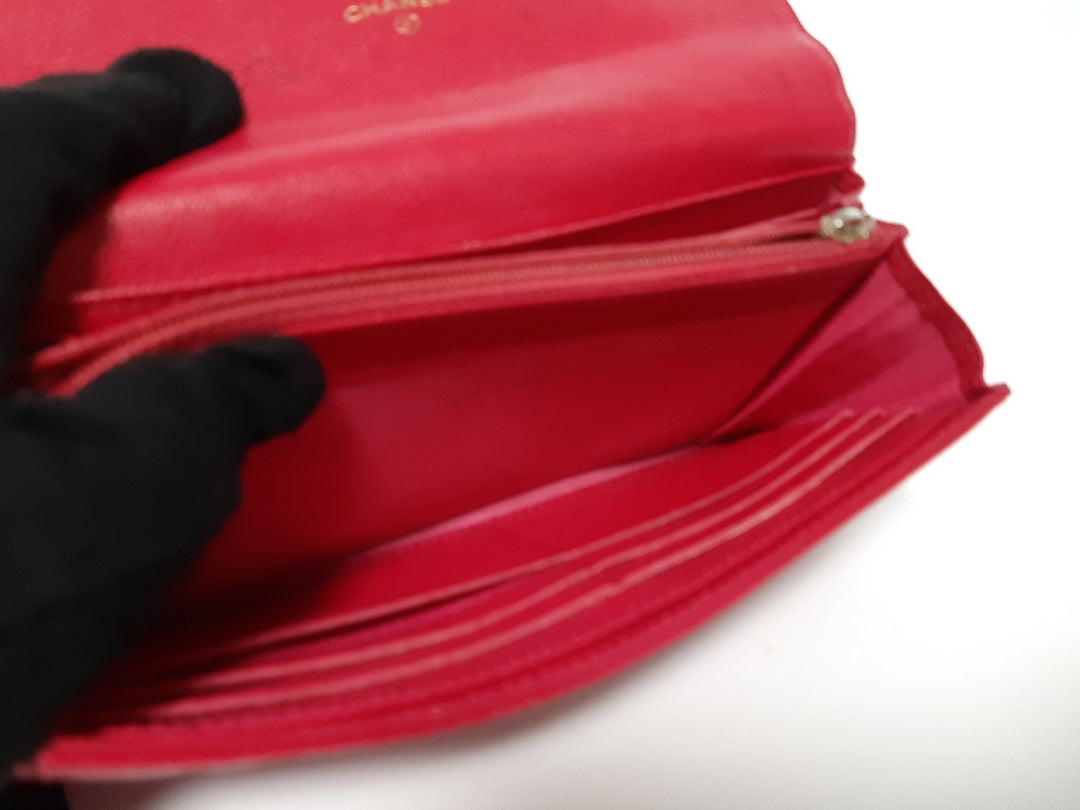 CHANEL Camellia Long Flap Wallet Pink Calfskin 228766679