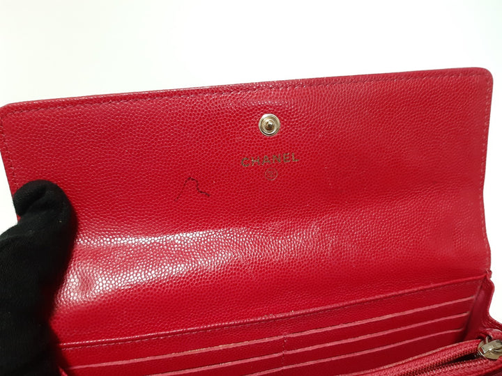 CHANEL Camellia Long Flap Wallet Pink Calfskin 228766676