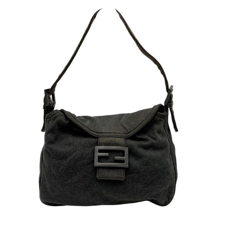 FENDI Zucca Mamma Baguette Shoulder Hand Bag Canvas Leather Gray0