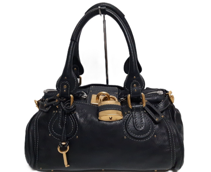 Chloe Paddington Black Glod Padlock Key Women's Hand Shoulder Bag Dust Bag0