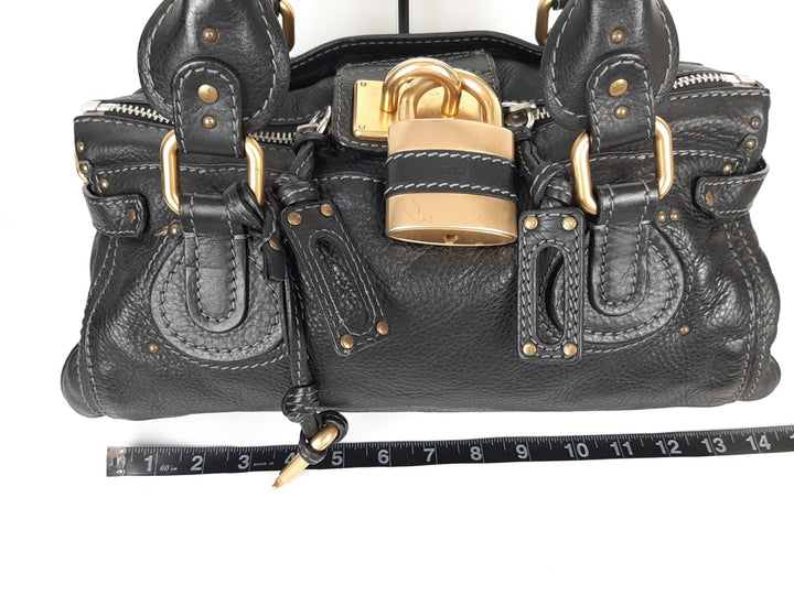 Chloe Paddington Black Glod Padlock Key Women's Hand Shoulder Bag12