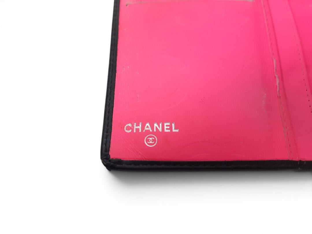 CHANEL Cambon Long Wallet Lambskin White x Black Pink Guarantee8