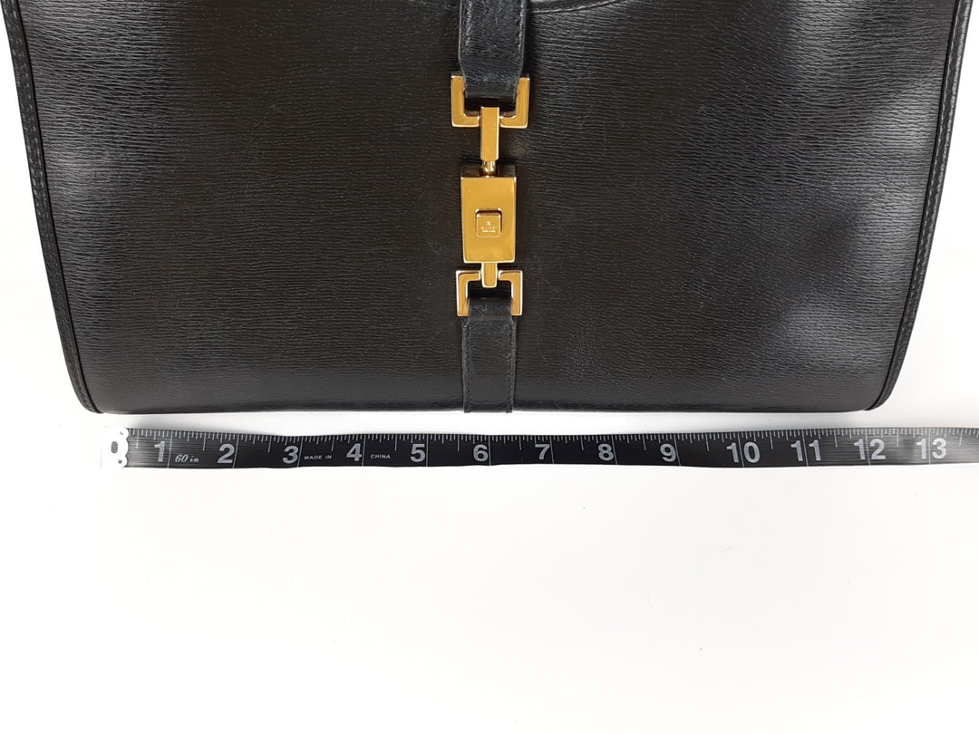 Gucci Jackie GG Leather Handbag One Shoulder Tote Bag Black Gold Hardware19
