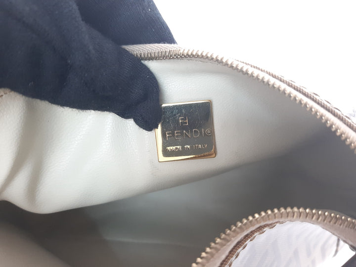 FENDI Zucchino Vinyl PVC Shoulder Bag Brown Mini Pochette FF Monogram7