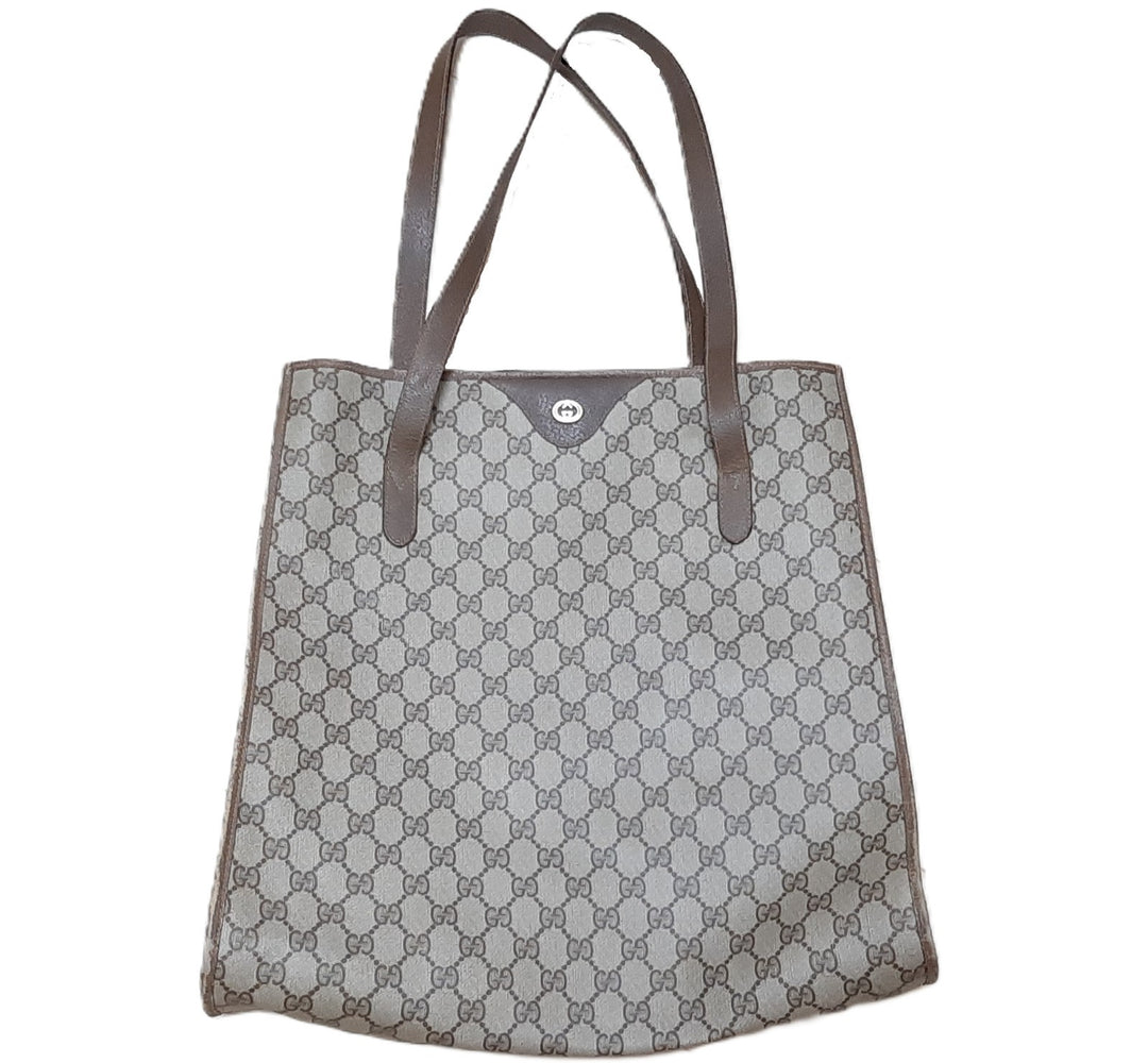 Gucci Sherry Line Tote Bag Shoulder Bag GG Pattern Brown PVC Leather0