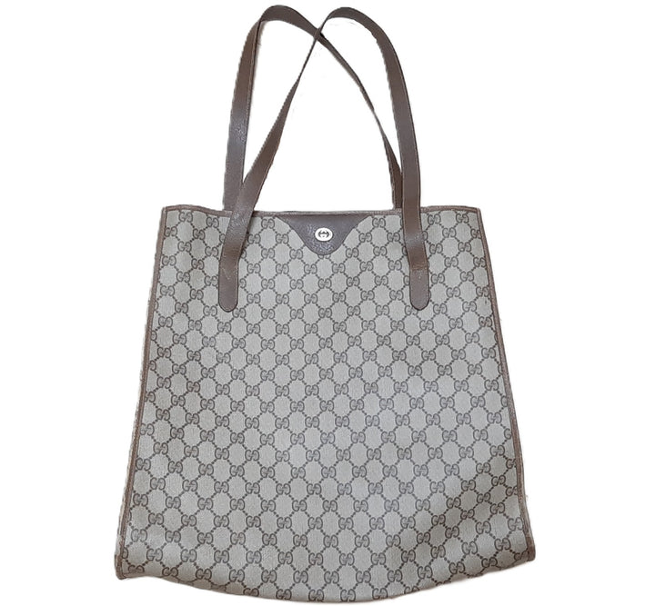Gucci Sherry Line Tote Bag Shoulder Bag GG Pattern Brown PVC Leather0