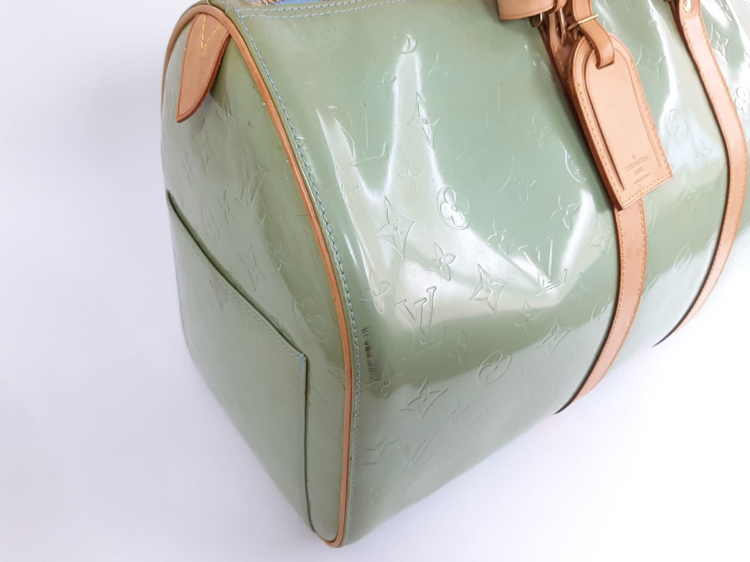 Louis Vuitton Vernis Mercer Boston Hand Bag Light Green M91001 BA09193