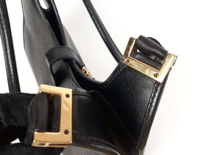 Gucci Jackie GG Leather Handbag One Shoulder Tote Bag Black Gold Hardware12