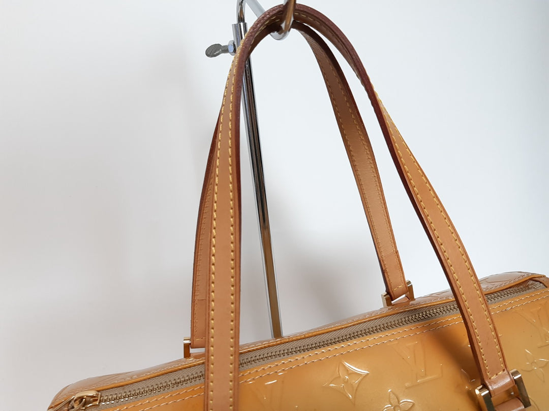 Louis Vuitton Vernis Bedford Hand Bag M91006 Vernis Monogram Yellow VI09993