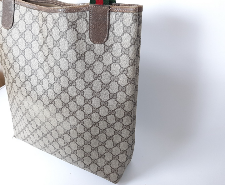 Gucci Sherry Line Tote Bag Schultertasche GG Muster Braun PVC Leder6