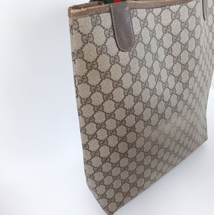 Gucci Sherry Line Tote Bag Schultertasche GG Muster Braun PVC Leder5
