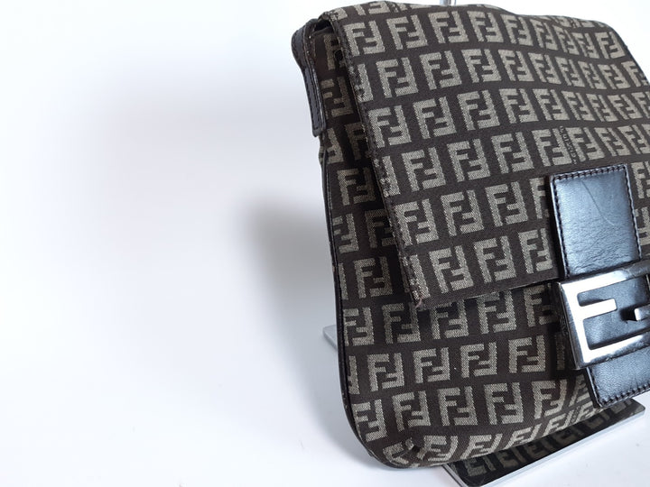FENDI Zucca Mamma Baguette Shoulder Hand Bag Canvas Leather Brown2
