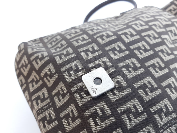 FENDI Zucca Mamma Baguette Shoulder Hand Bag Canvas Leather Brown6