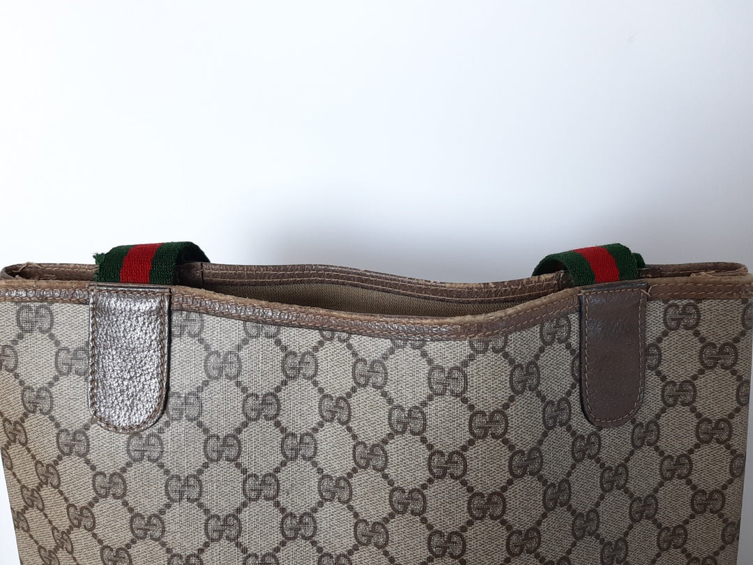 Gucci Sherry Line Tote Bag Schultertasche GG Muster Braun PVC Leder7