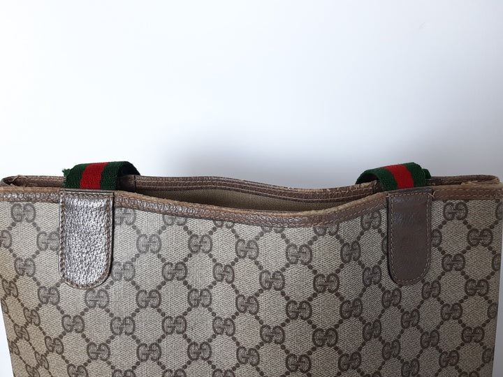 Gucci Sherry Line Tote Bag Schultertasche GG Muster Braun PVC Leder7