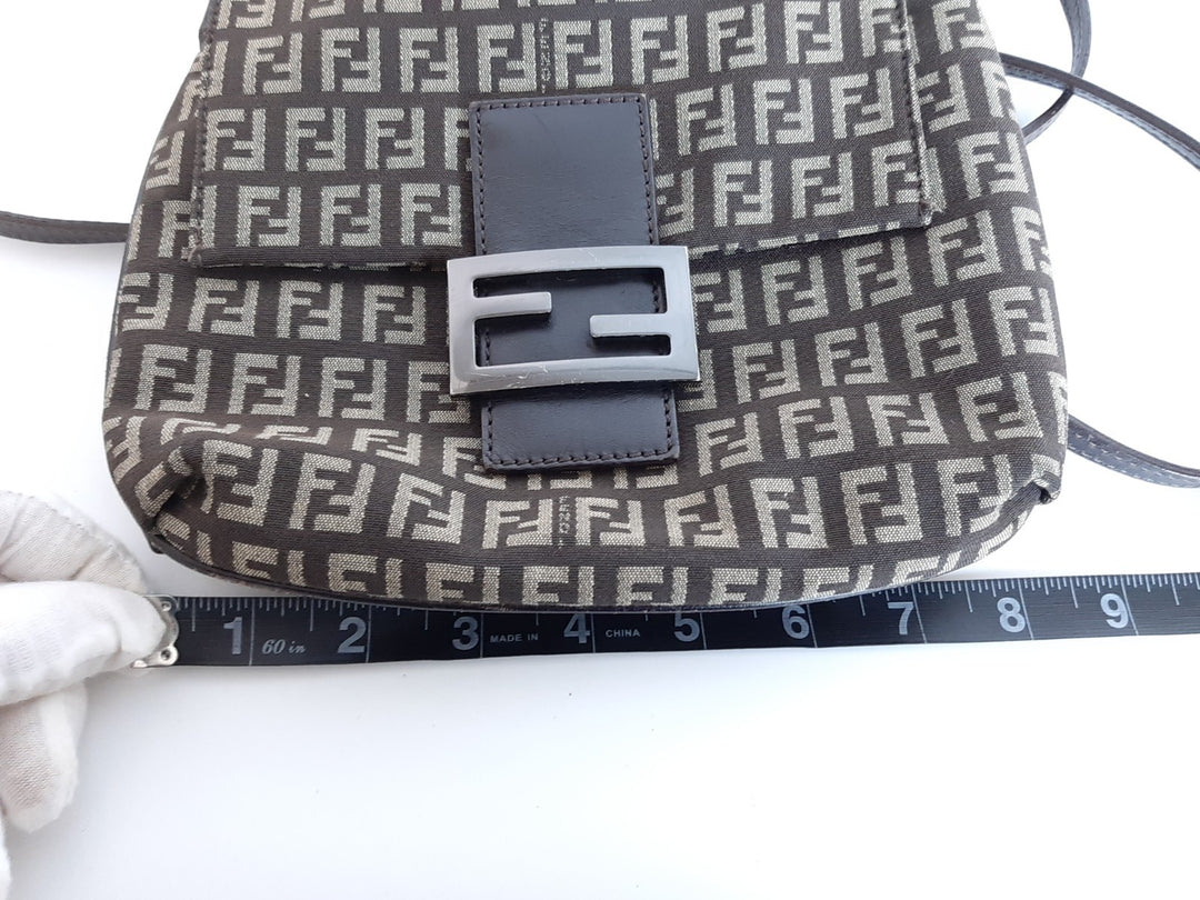FENDI Zucca Mamma Baguette Shoulder Hand Bag Canvas Leather Brown9