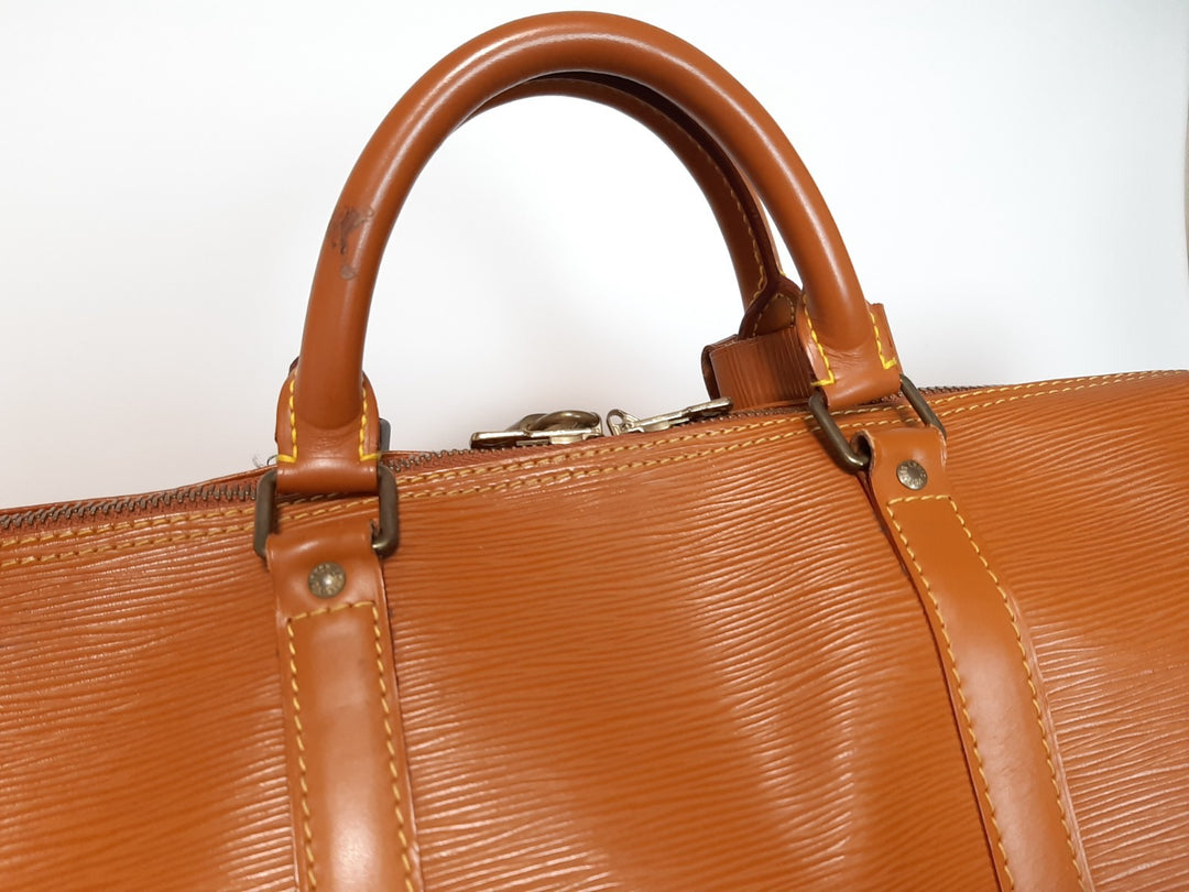 LOUIS VUITTON LV Monogram Epi Keepall 60 M42964 Brown MI1910 Boston Bag9