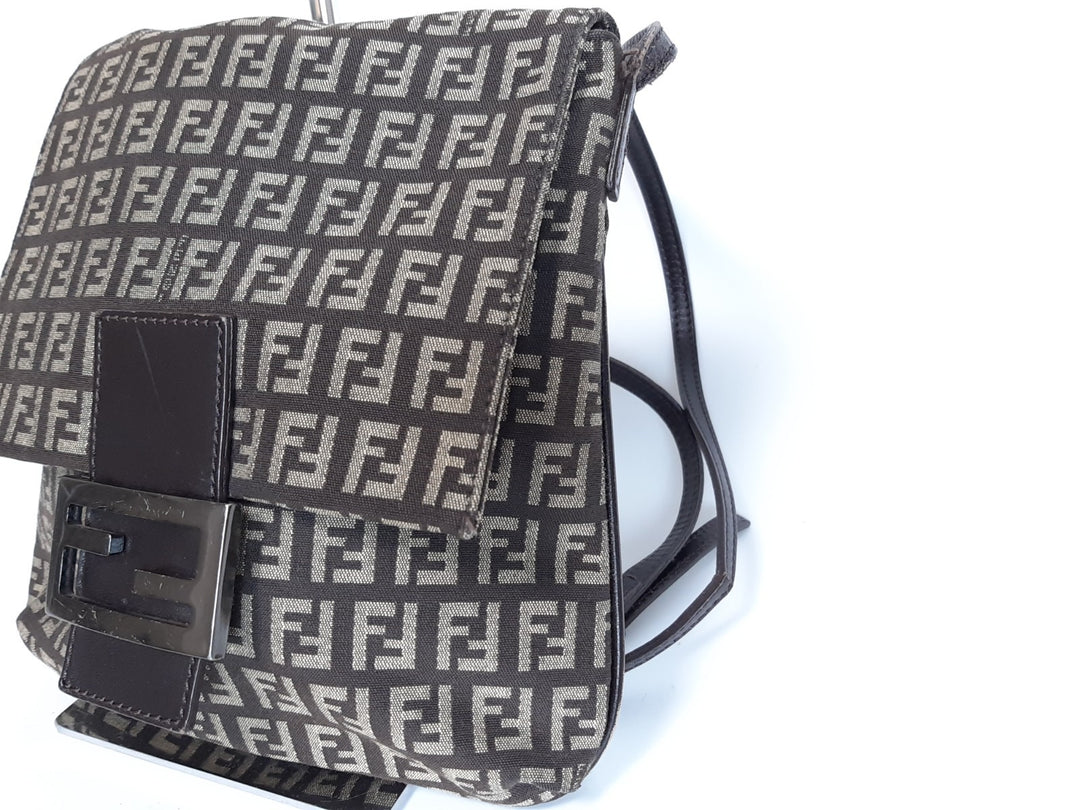 FENDI Zucca Mamma Baguette Shoulder Hand Bag Canvas Leather Brown3