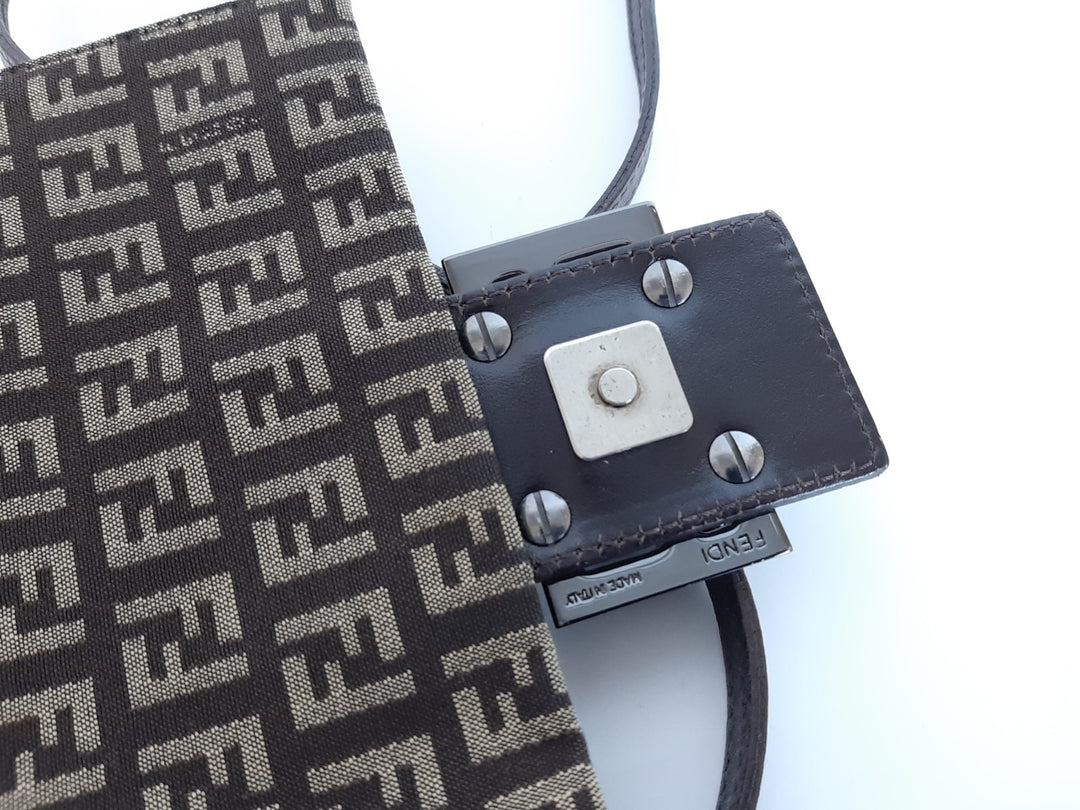 FENDI Zucca Mamma Baguette Shoulder Hand Bag Canvas Leather Brown5